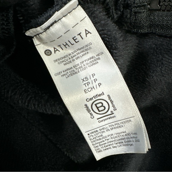 Athleta Black Cozy Karma Side Zip Funnel Neck Sweatshirt Size XS - Picture 8 of 9